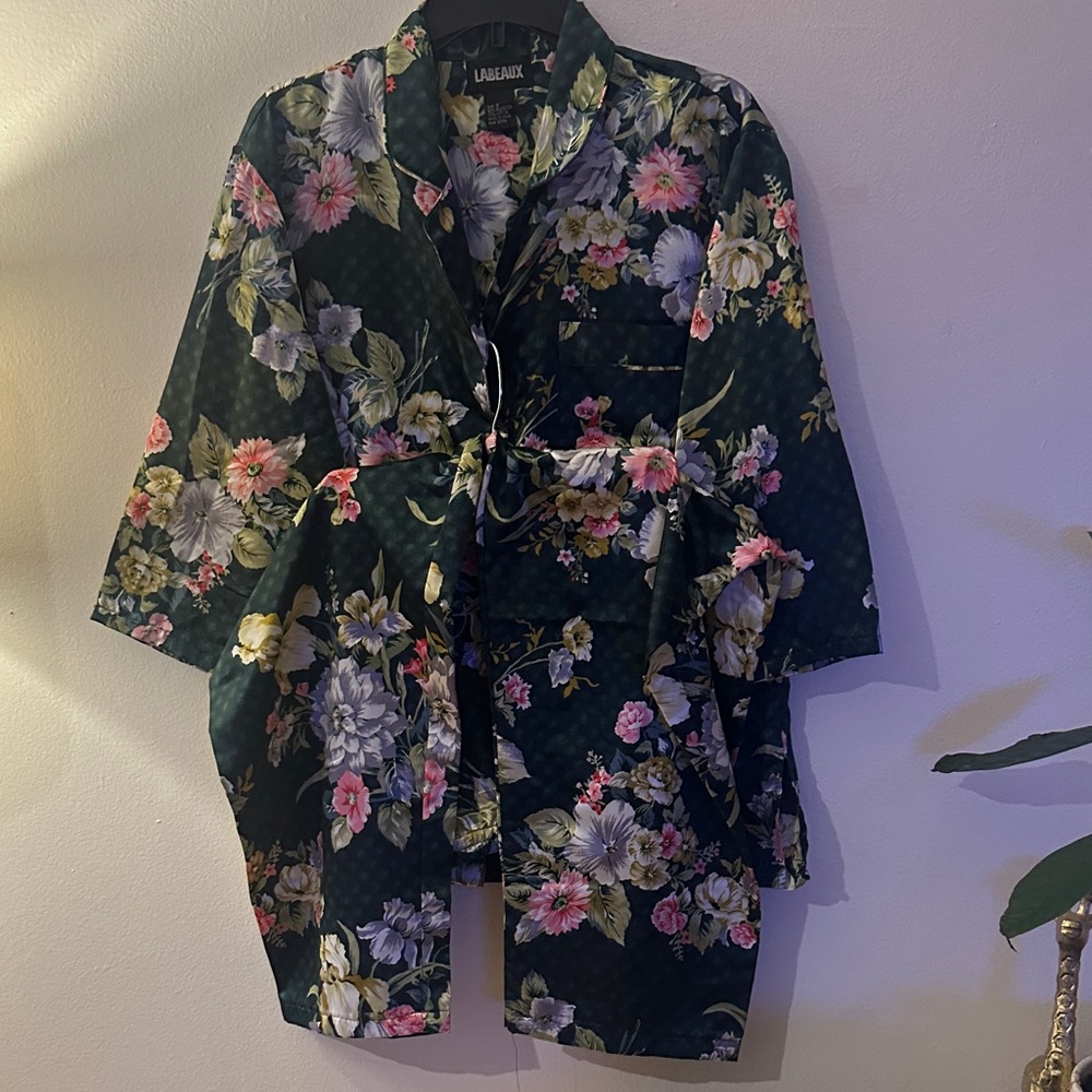 Elegant Floral Pijama Set- Black and Pink